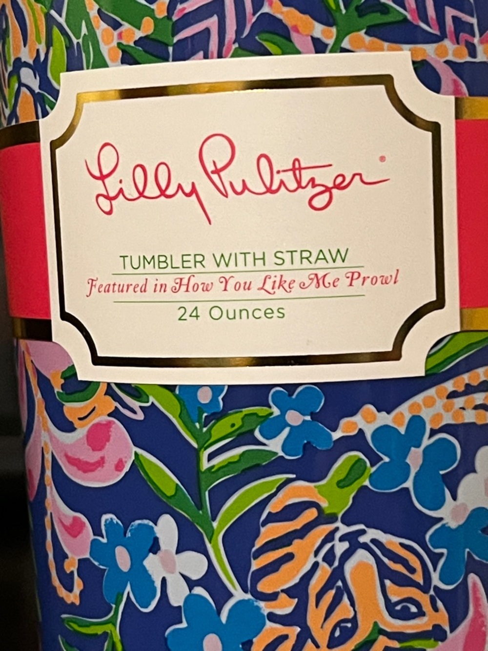 Lilly Pulitzer Blue Multicolor Floral Tumbler with Pink Straw - Picture 7 of 7